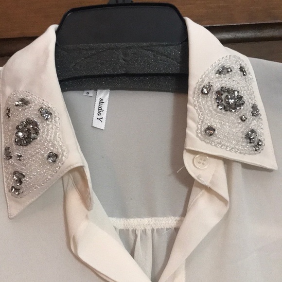 FINAL! Must go by 8/15 Cream button down blouse - Picture 3 of 3